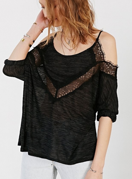 UO Pins and Needles cold shoulder lacy top - Picture 1 of 9